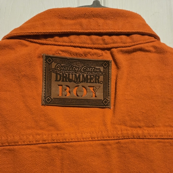 NWT Vintage 90s Deadstock Drummer Boy denim Jeans Jacket Vest Color Orange Sz M - Picture 6 of 8